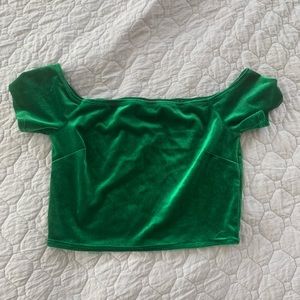 Off the Shoulder Velvet Crop Top